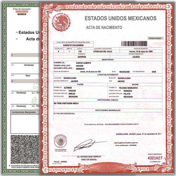 Acta de Nacimiento por Internet Estado de México